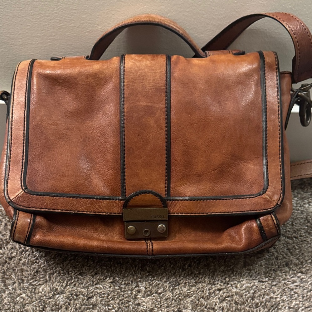 Fossil Tan Leather Men's Messenger Bag